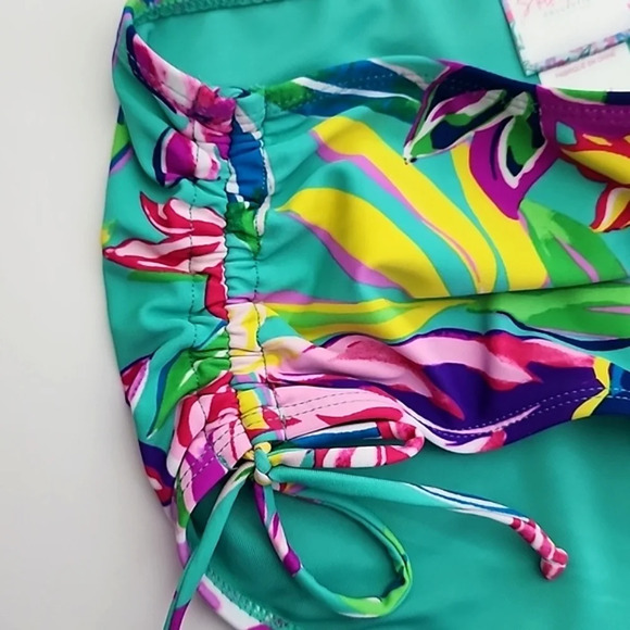 Stella Parker 2 Pc Tankini Swim Blue Multi Colour Floral Print Tiered Top Size M - Picture 6 of 15